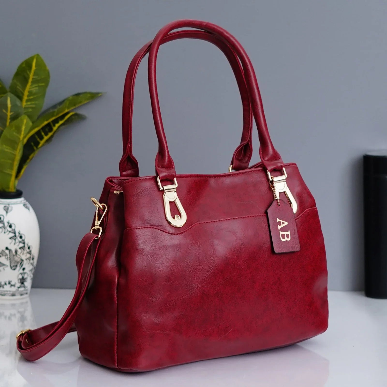 Classy Leather Customized Hand Bag 2.0 Maroon Your Gift Studio