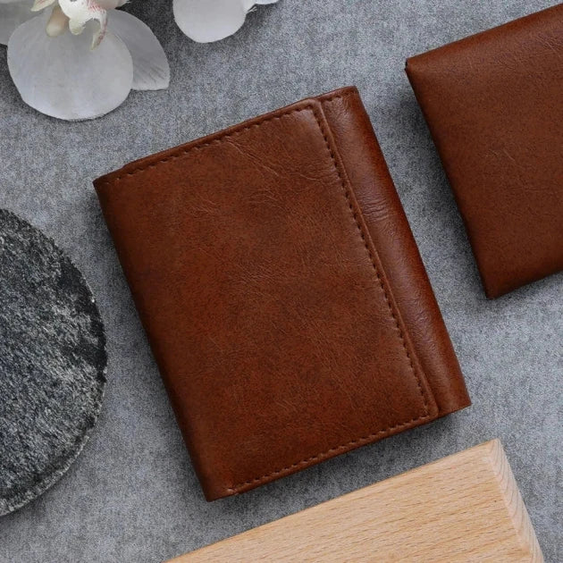 Classy Leather Customized Unisex Sleek and Stylish 3 Fold Wallet Tan Your Gift Studio