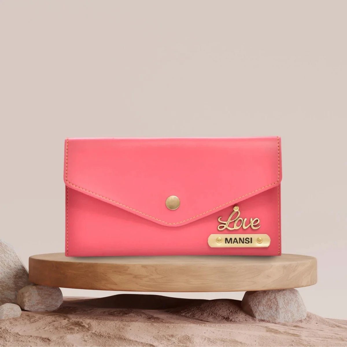 Personalized Minimal Clutch with Charm Pink Your Gift Studio