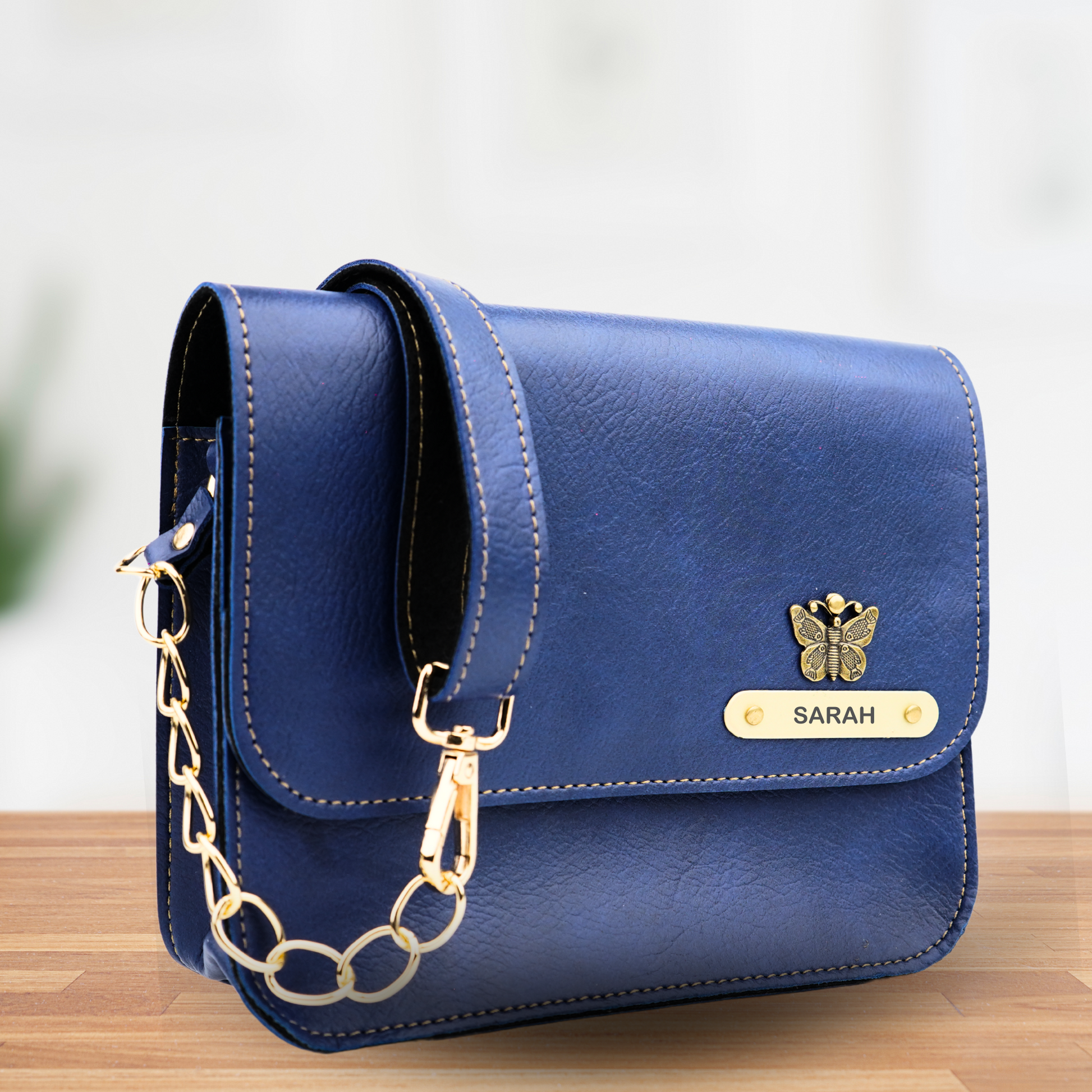 Personalized Chained Sling Bag Royal Blue Your Gift Studio