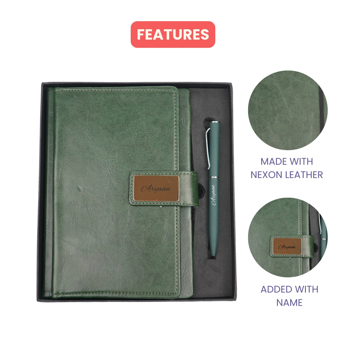 Classy Executive Diary + Classic Metal Pen - Green