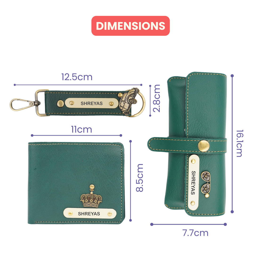 Nexon Leather Personalized Men's Combo (3 pcs) - Olive Green