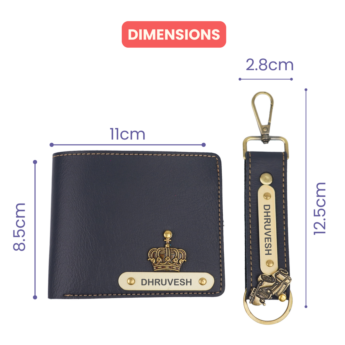 Personalized Nexon Leather Men's Combo (2 pcs) - Royal Blue