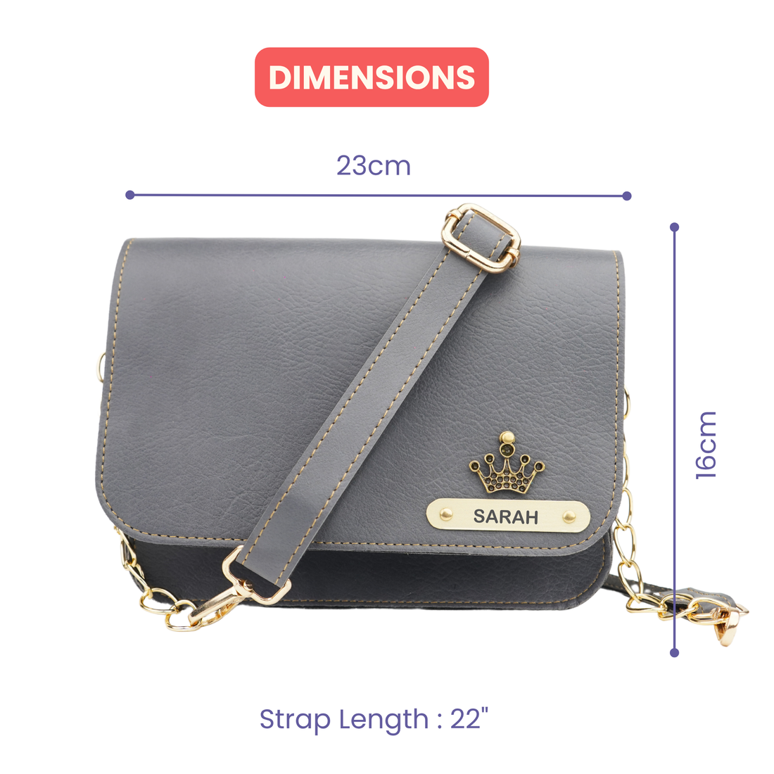 Personalized Chained Sling Bag Grey Your Gift Studio