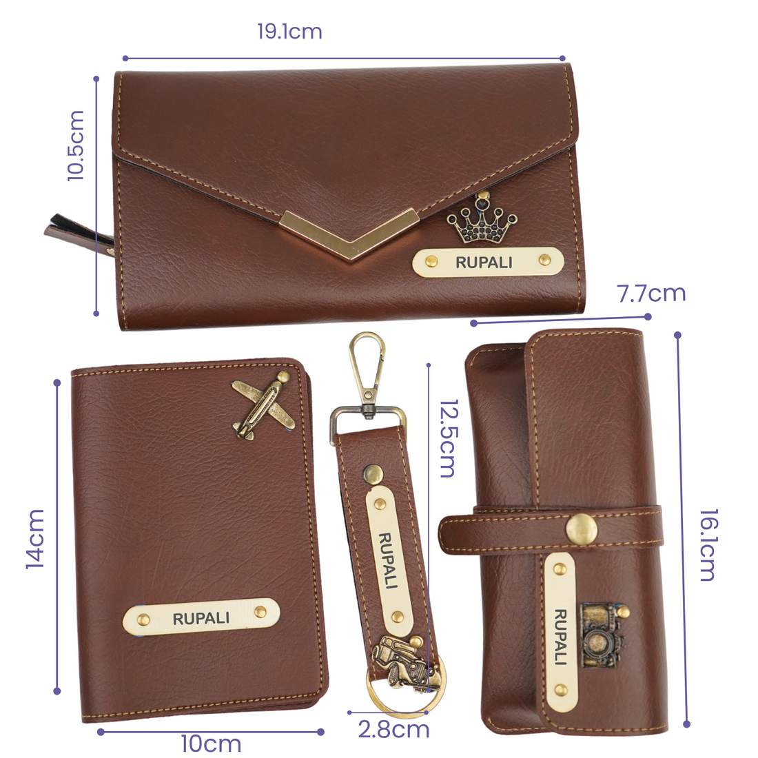 Nexon Ladies 4 Pc Combo (Lady Wallet 1.0, Passport, Eyewear, Keychain) (Brown)