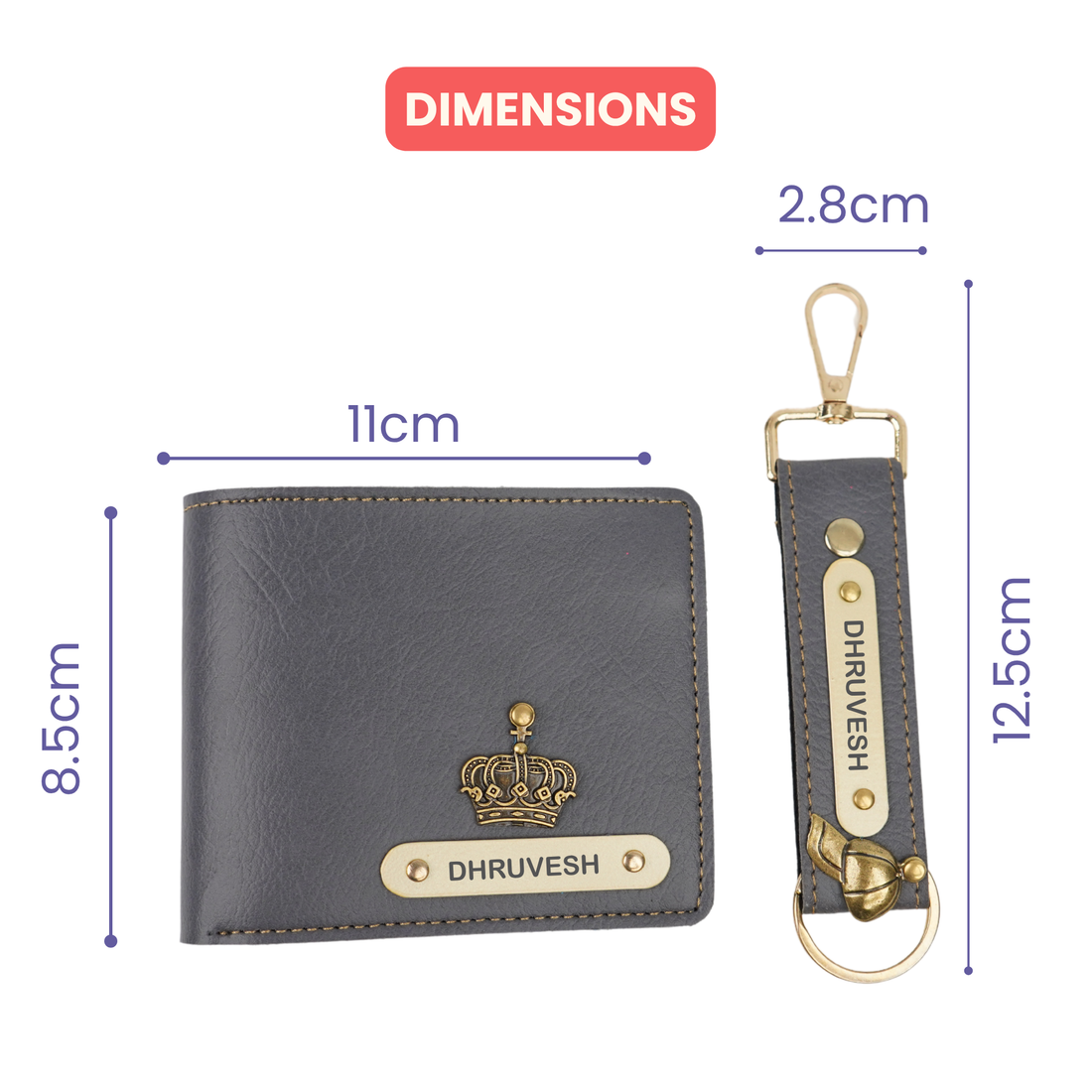 Personalized Nexon Leather Men's Combo (2 pcs) - Grey