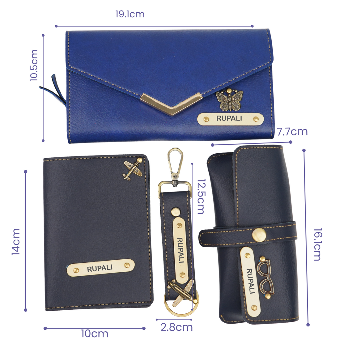 Nexon Ladies 4 Pc Combo (Lady Wallet 1.0, Passport, Eyewear, Keychain) (Royal Blue)