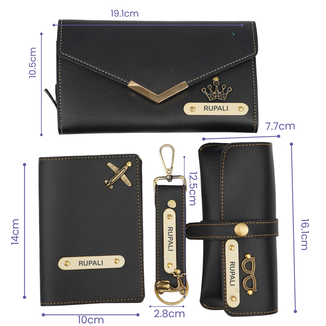 Nexon Ladies 4 Pc Combo (Lady Wallet 1.0, Passport, Eyewear, Keychain)  (Black)