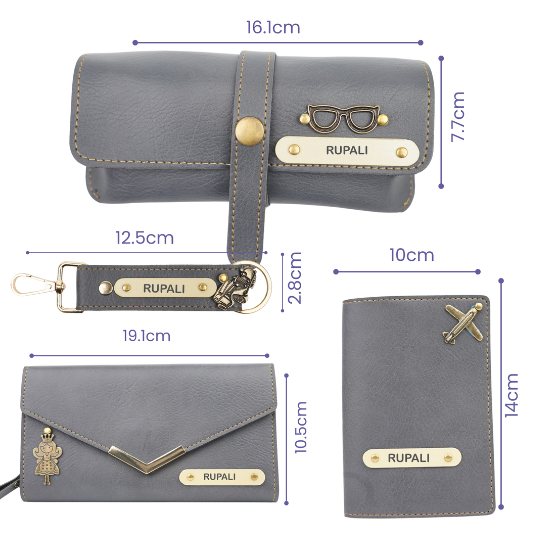 Nexon Ladies 4 Pc Combo (Lady Wallet 1.0, Passport, Eyewear, Keychain) (Grey)