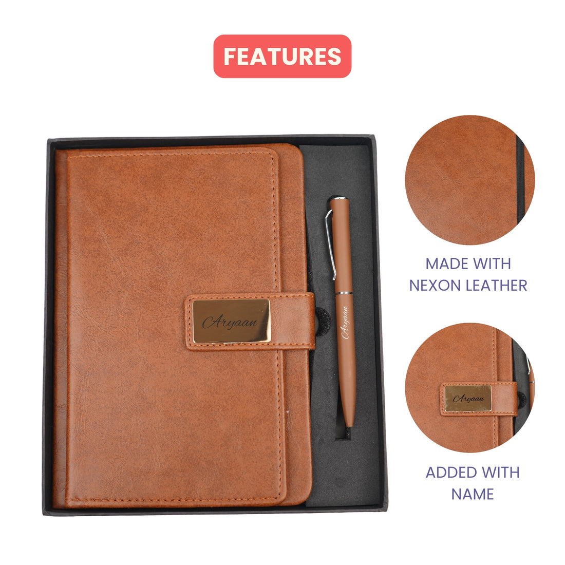 Classy Executive Diary + Classic Metal Pen- Tan