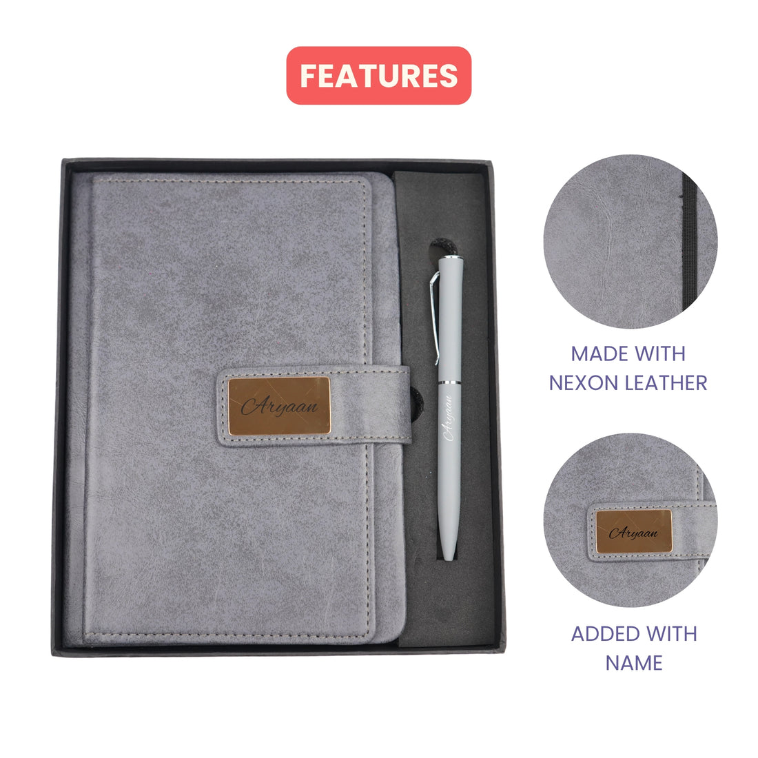 Classy Executive Diary + Classic Metal Pen - Grey