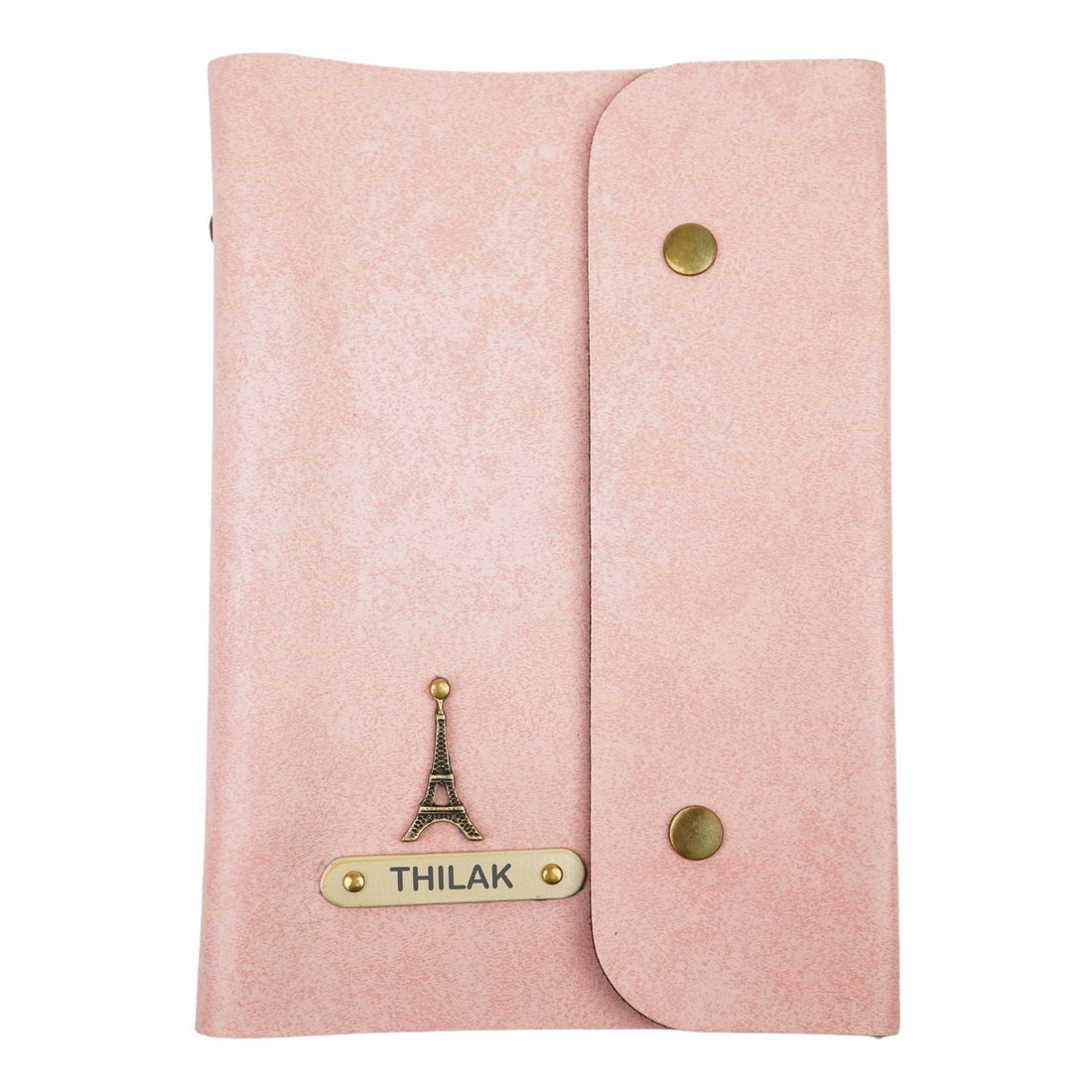 Classy Leather Customized Button Diary (Pink)