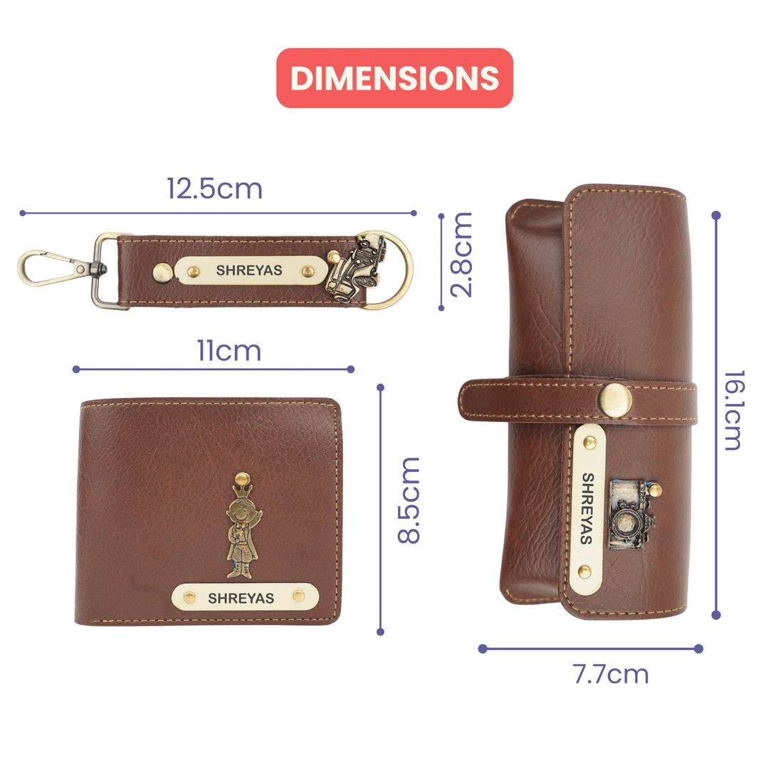 Nexon Leather Personalized Men's Combo (3 pcs) - Tan