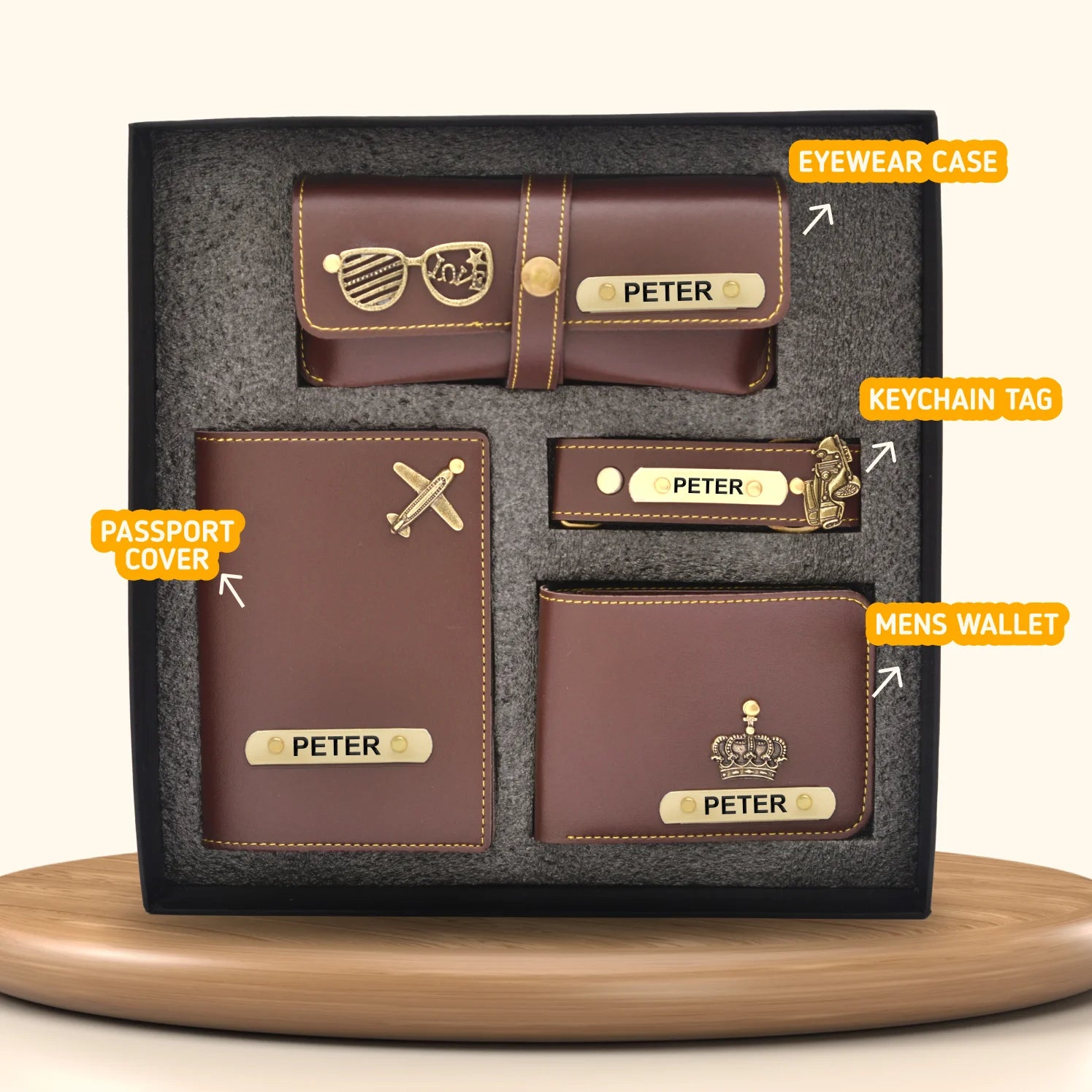 Personalised 4pcs Men's Combo Brown Your Gift Studio - Main Image