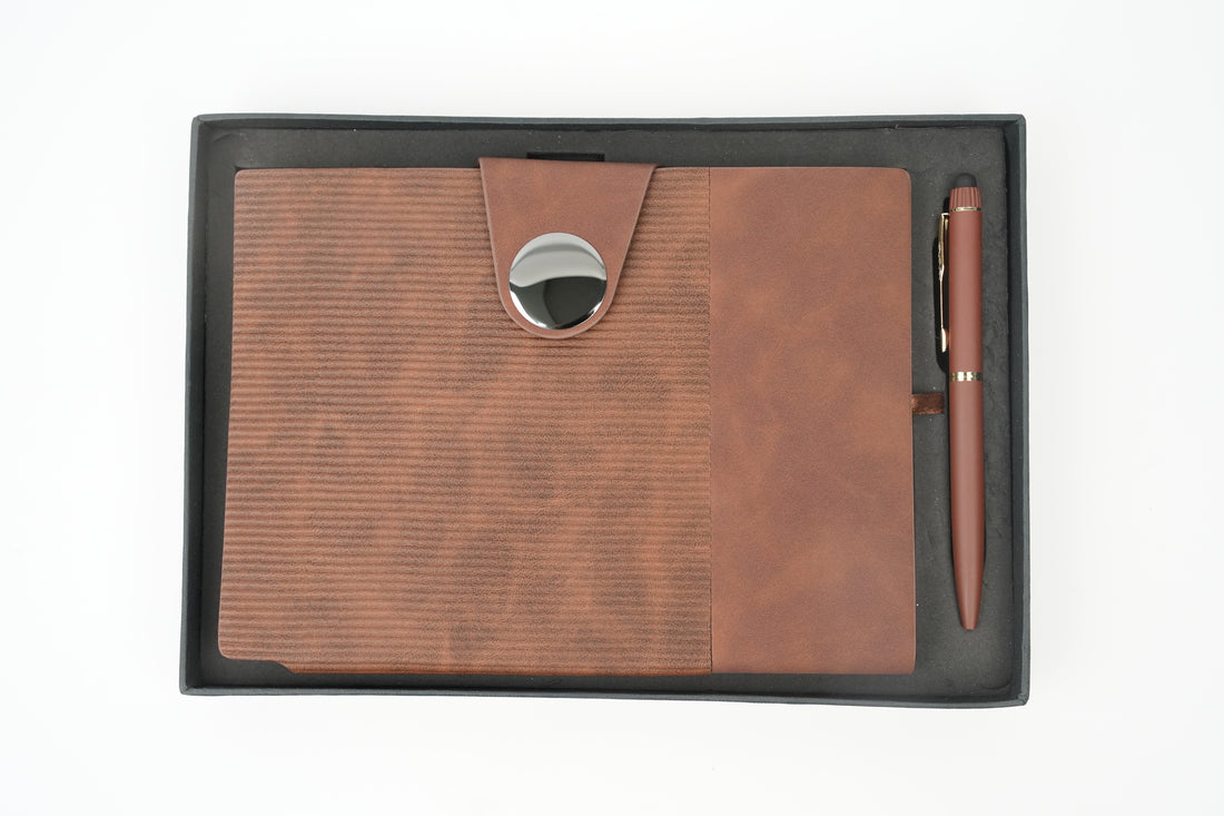 Nexon Flip Diary+ Classic Metal Pen-Brown