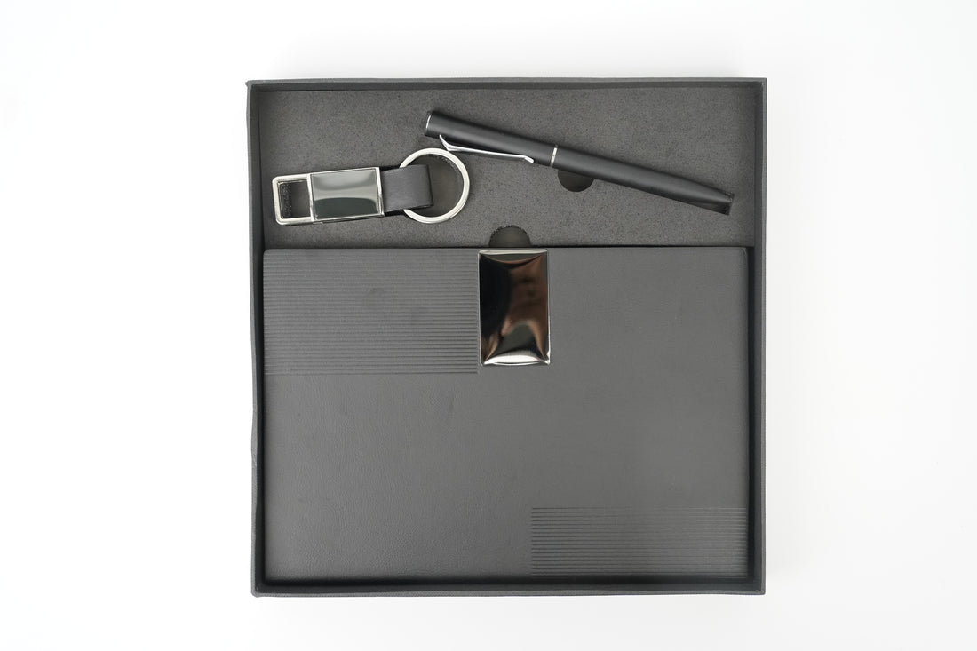 Nexon Diary + Classic Nexon Pen + Classy Leather Metal Keychain- BLACK