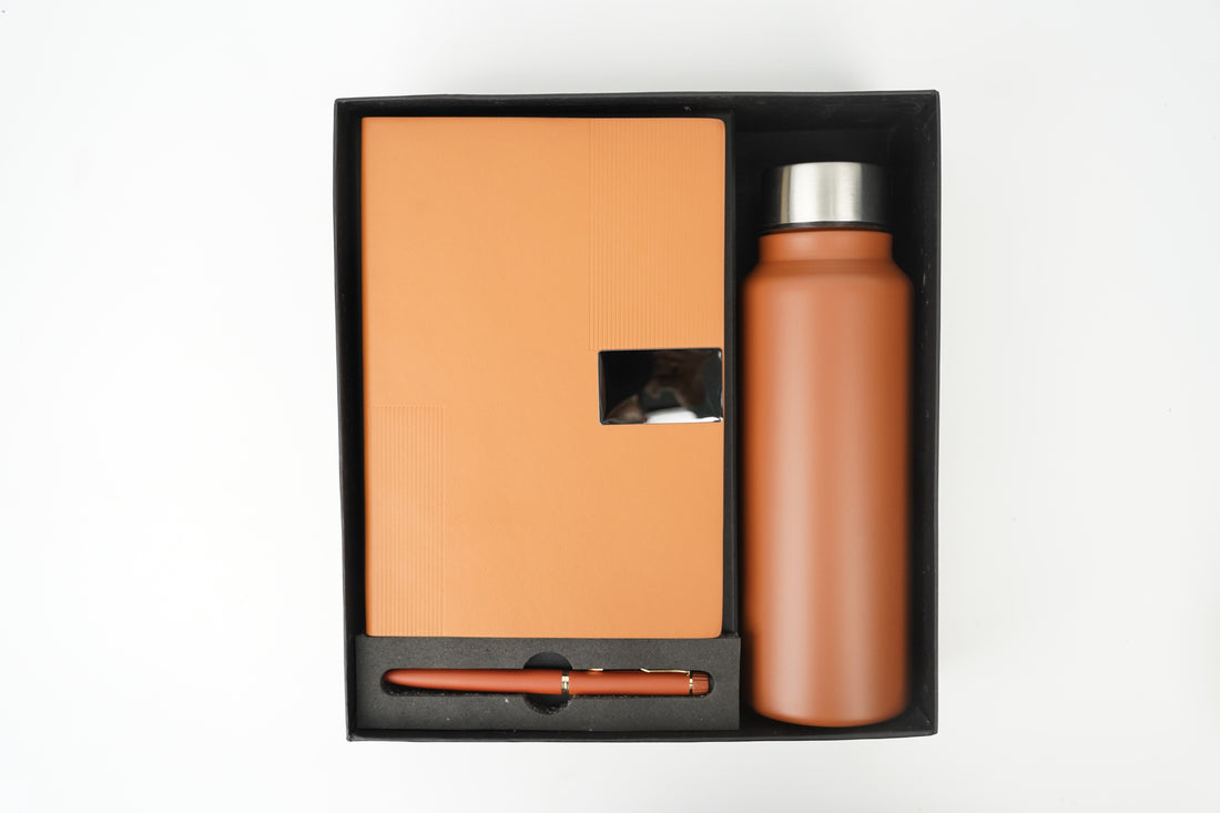 Nexon Diary+ Classic Metal Pen+ Classic Stainless Steel Bottle -Tan