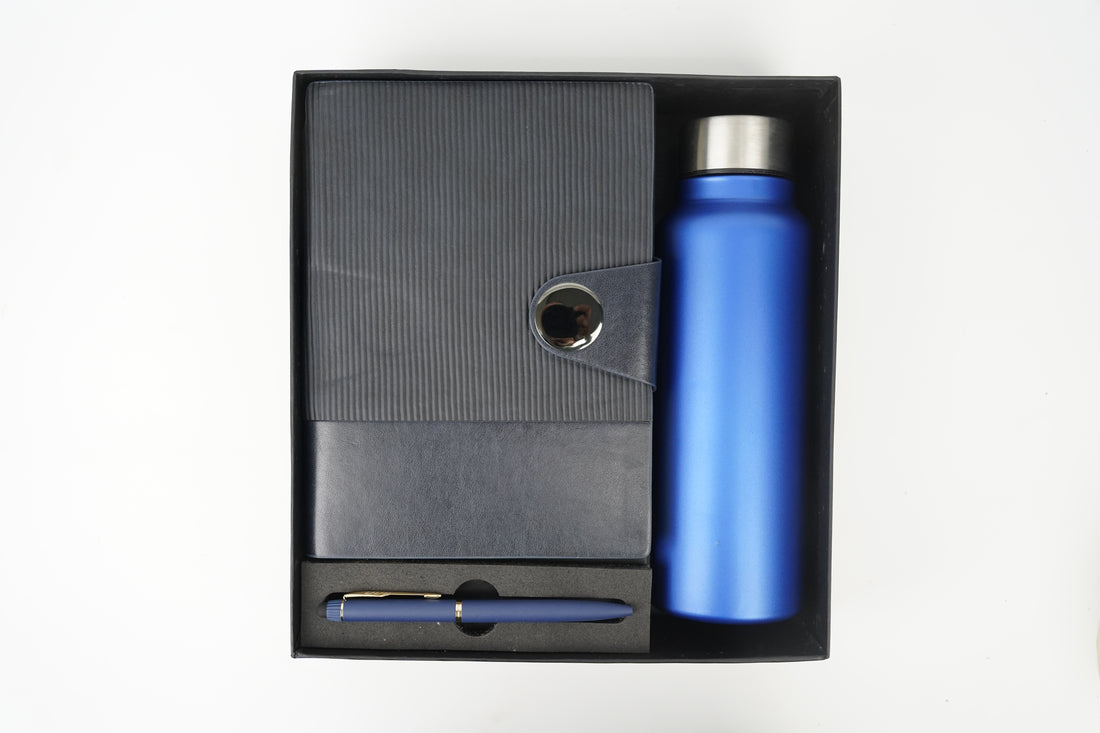 Nexon Metal Diary+ Classic Metal Pen+ Classic Stainless Steel Bottle -Blue