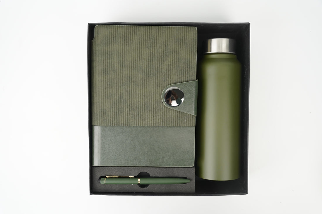 Nexon Diary+ Classic Metal Pen+ Classic Stainless Steel Bottle -Green