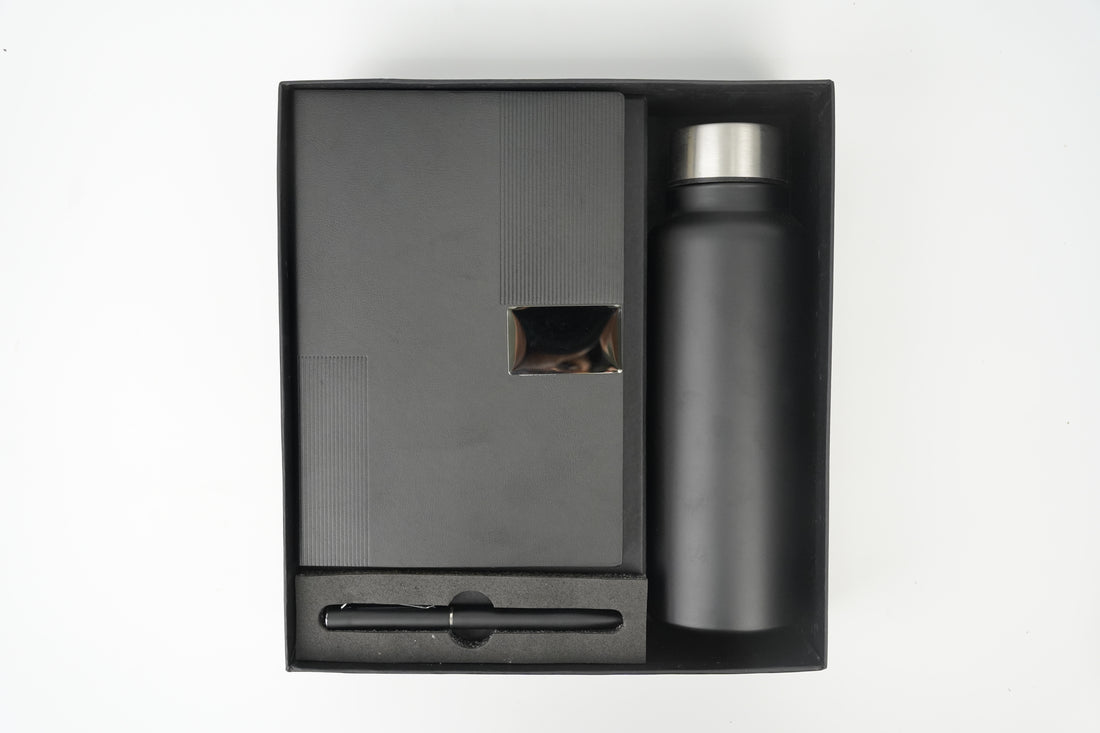 Nexon Diary+ Classic Metal Pen+ Classic Stainless Steel Bottle -Black