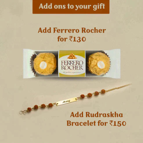 ferrero rocher chocolate with personalized bhai rakhi