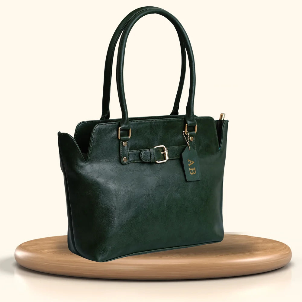 Classy Leather Customized Hand Bag 1.0 Olive Green Your Gift Studio