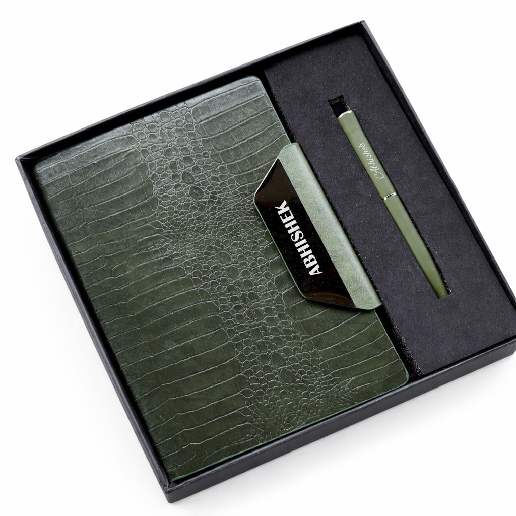 Customized Alpha Crock Diary+Classic Metal pen-Green