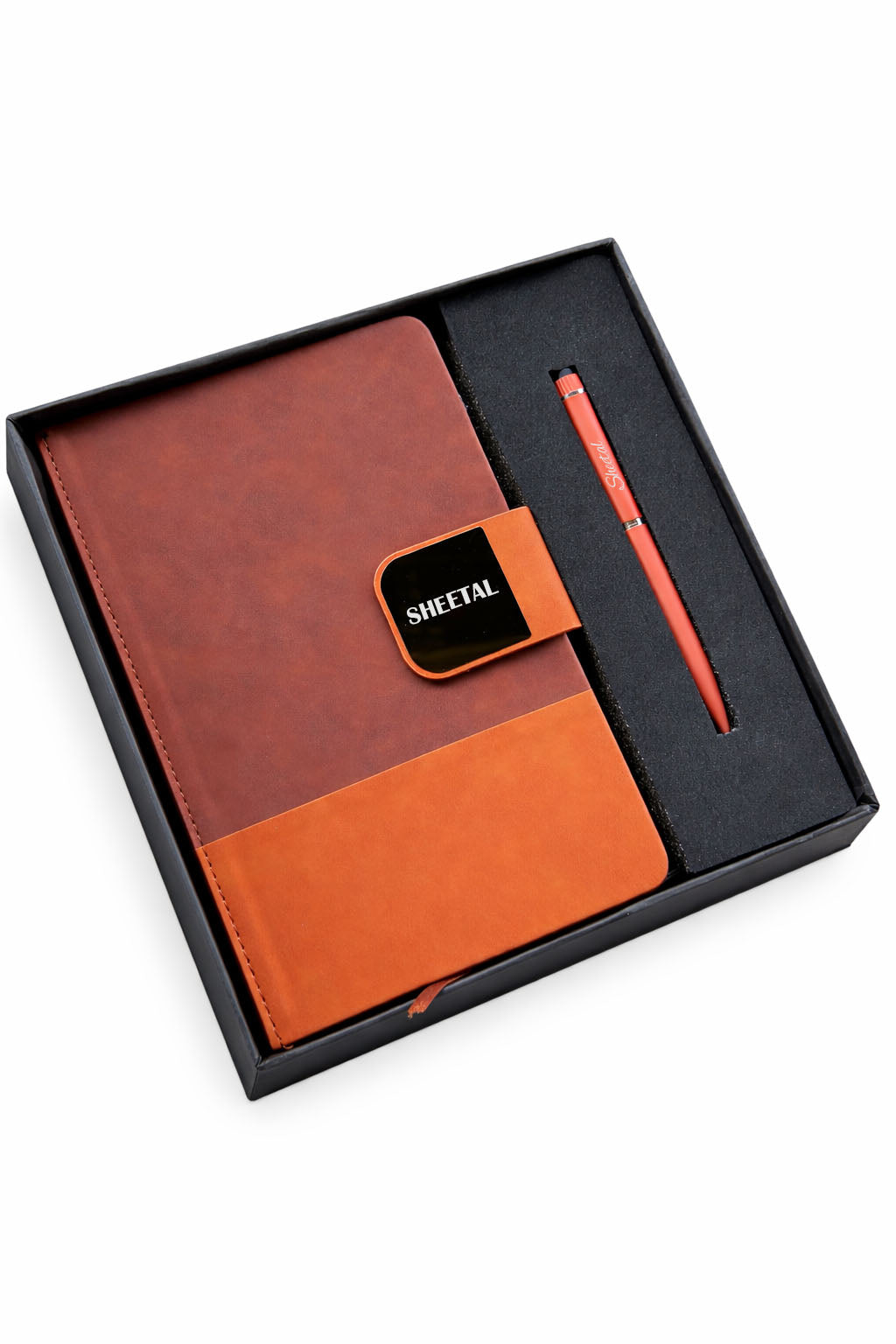 Customized Duo Tone Pro Diary+Classic Metal Pen-GI-36 Brown