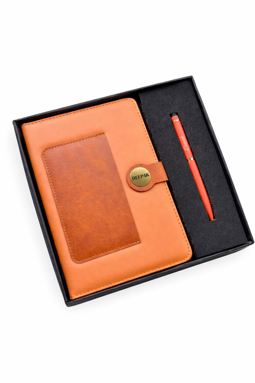 Customized Dual shade Diary+Classic Metal Pen-Tan