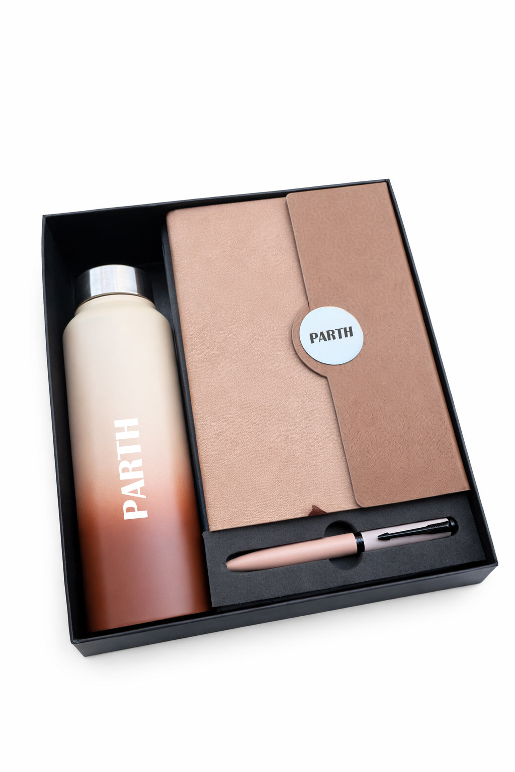 Customized Classic Toffee+Classic Metal pen + Classic Bottle-AI-Brown