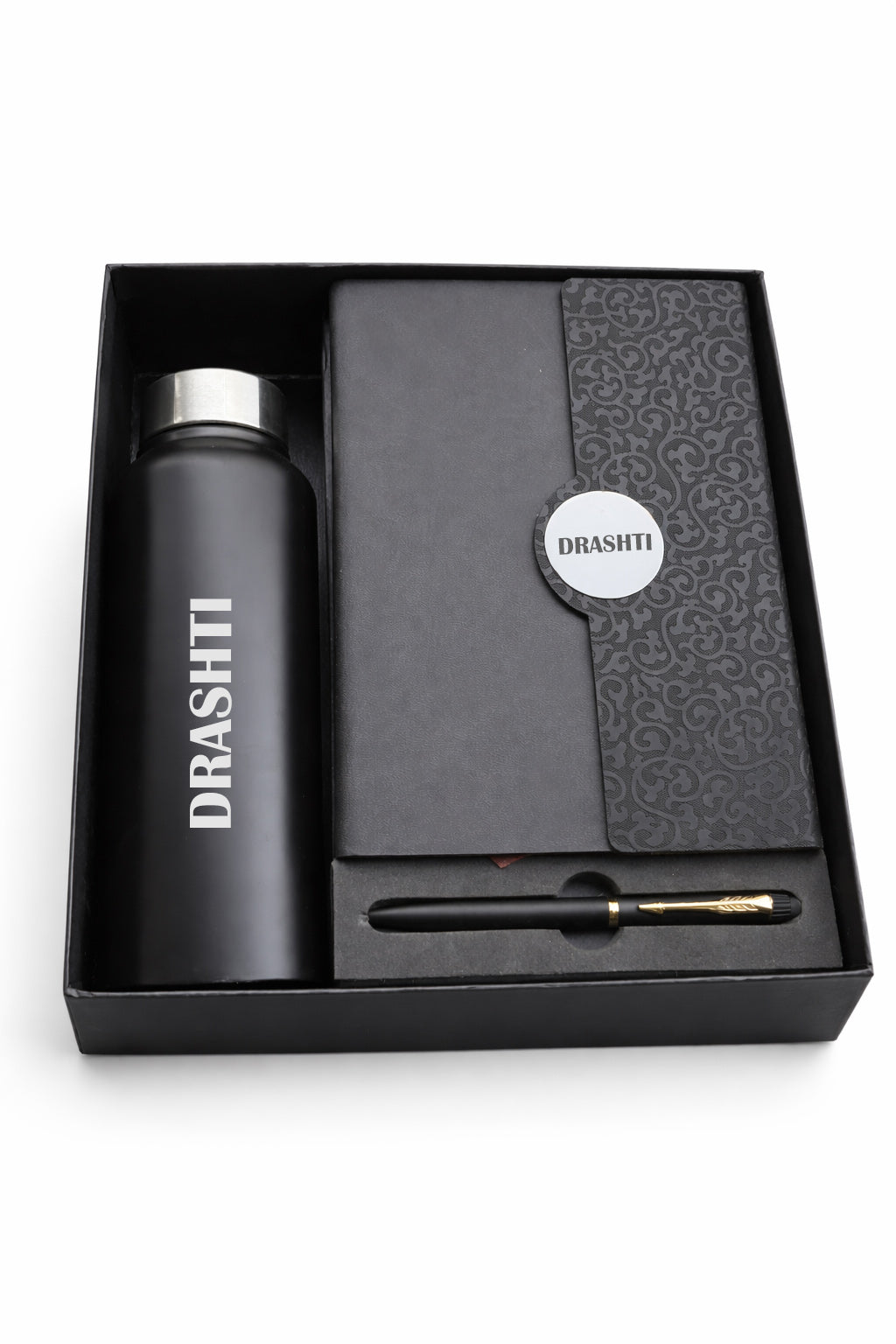 Customized Directors Diary+Classic Metal pen + Classic Bottle-Black