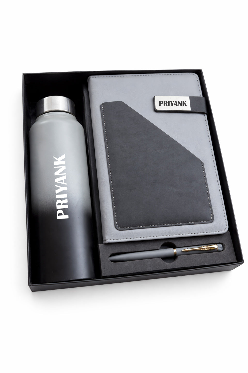 Customized TERRALUXE DIARY+ Classic Metal Pen + Classic Bottle-Grey