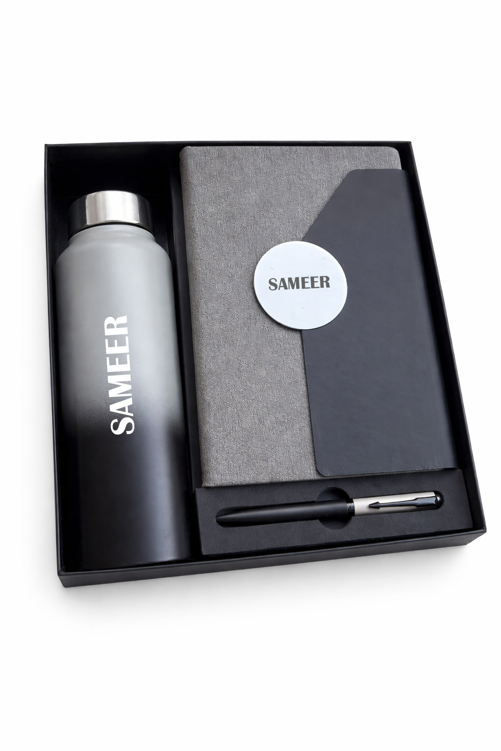 Customized Directors Diary+Classic Metal pen + Classic Bottle-GREY