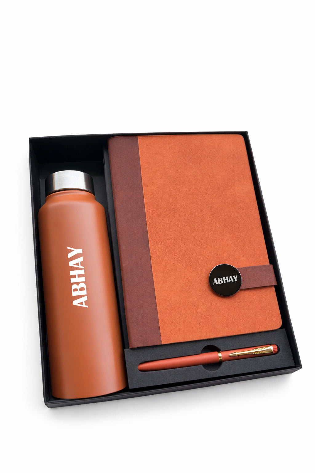Customized Executive Slate journal Diary +Classic Metal Pen + Classic bottle -Tan