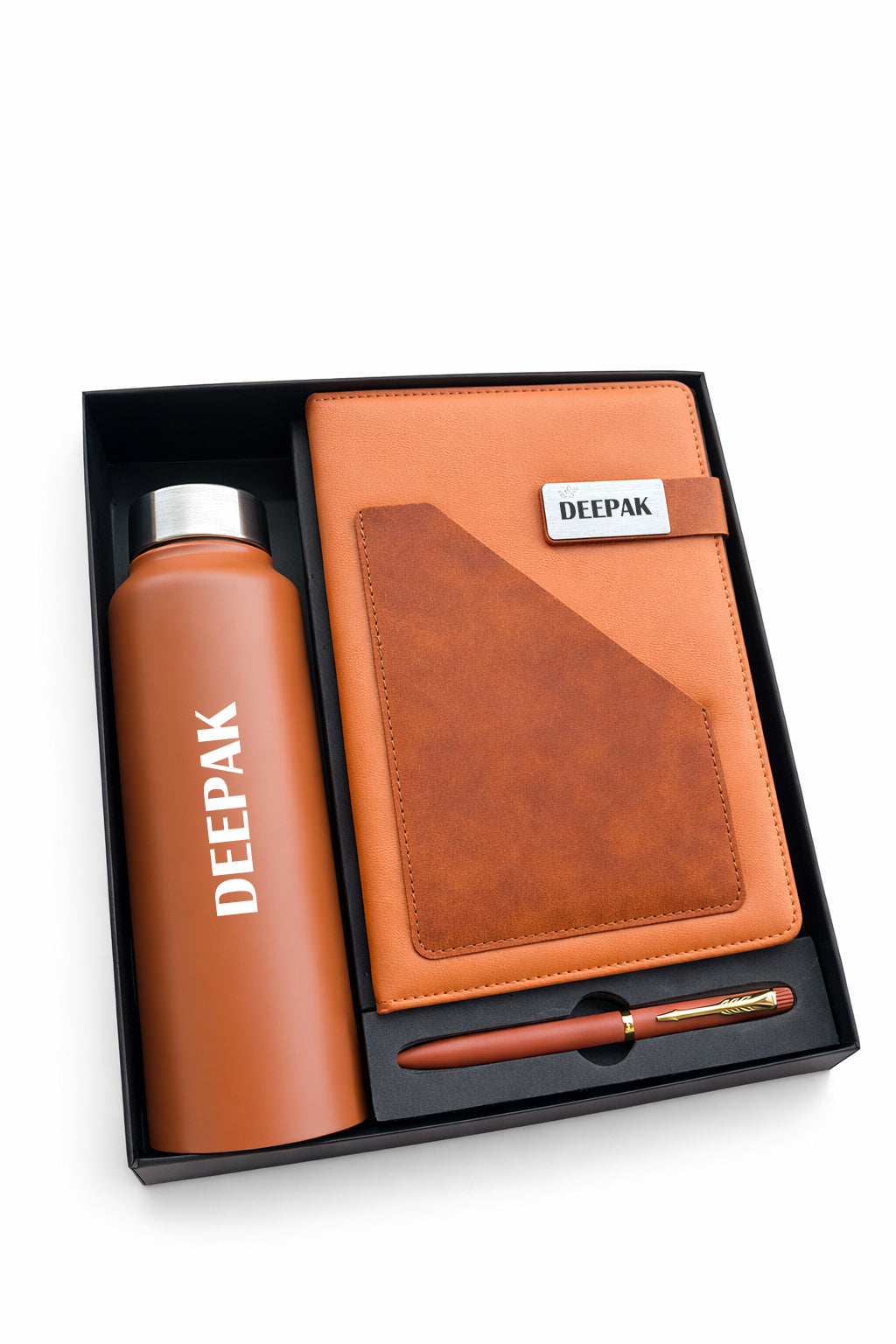 Customized TERRALUXE DIARY+ Classic Metal Pen + Classic Bottle-Brown