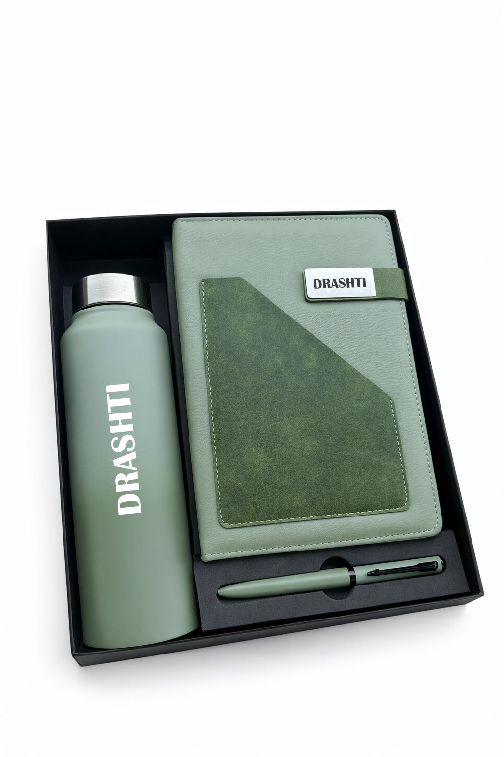 Customized TERRALUXE DIARY+ Classic Metal Pen + Classic Bottle-Green