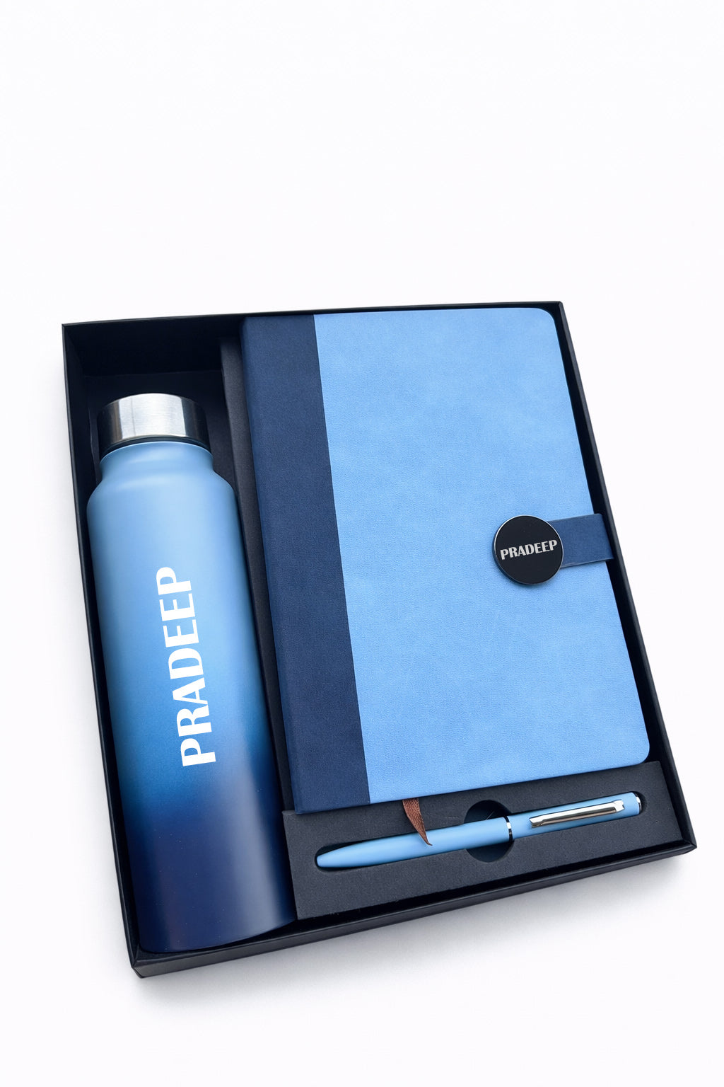 Customized Executive Slate journal Diary +Classic Metal Pen + Classic bottle-Dual Blue