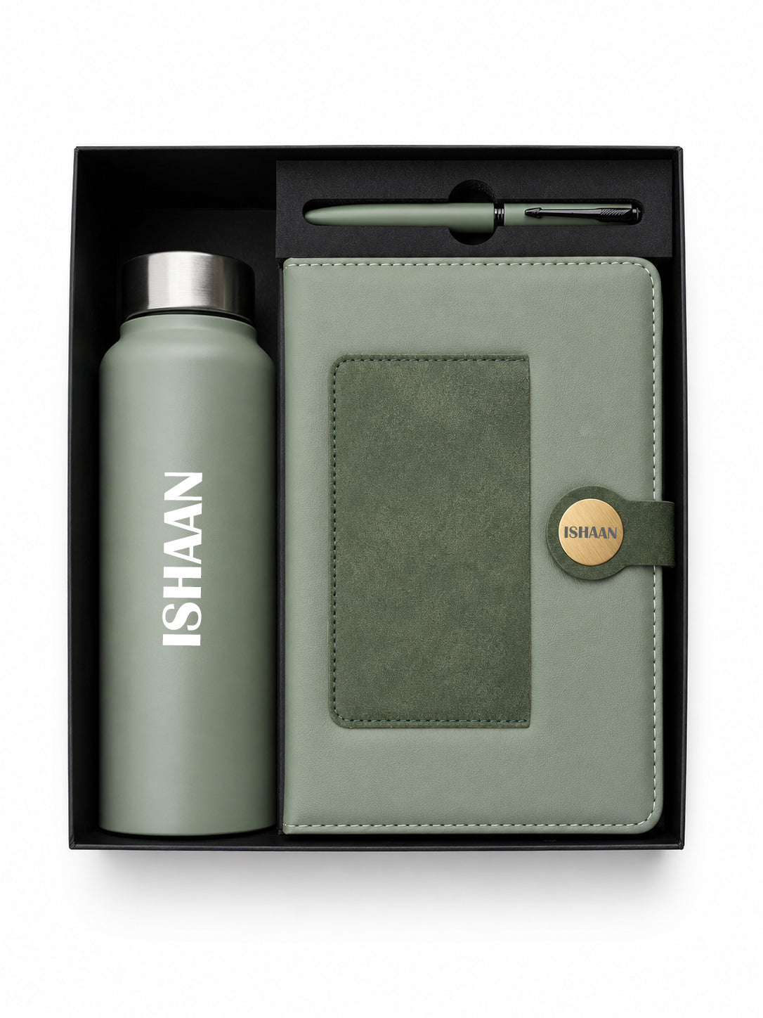 Dual Shade Diary+ Classic Metal Pen+ Classic  Bottle-GREEN