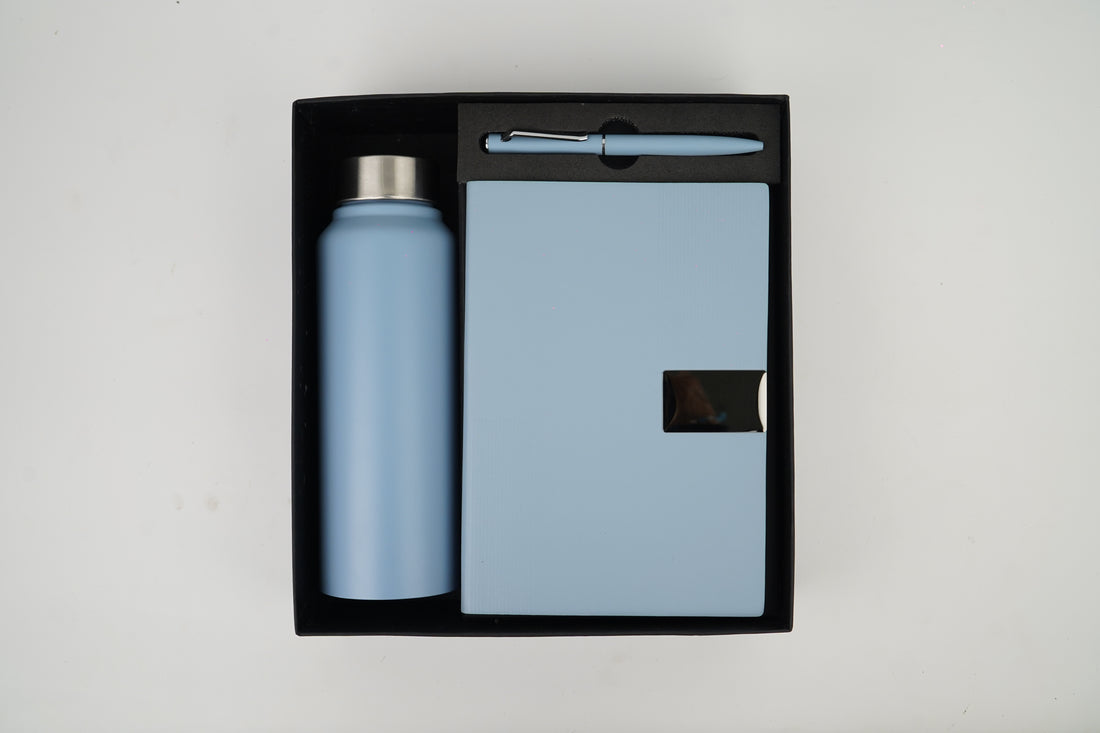 Nexon Dairy+ Classic Metal Pen+ Classic Stainless Steel Bottle -Blue