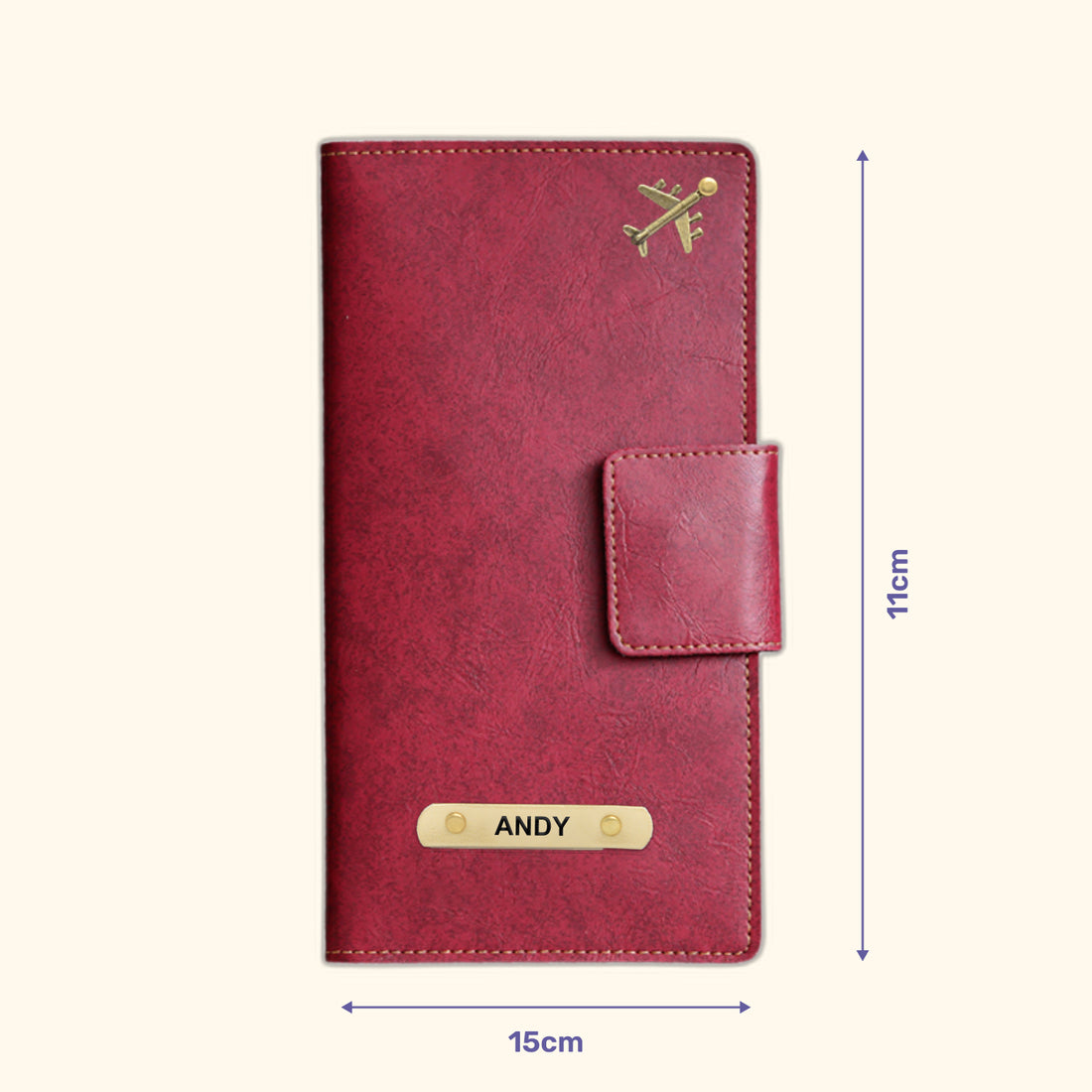 Classy Leather Travel Wallet (Buttoned) - Wine