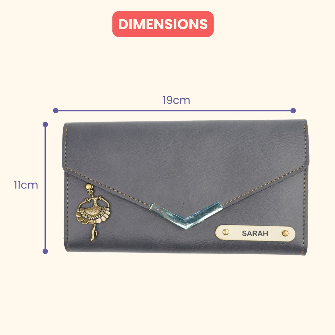 Nexon Leather Personalized Stylish Lady Wallet - Grey