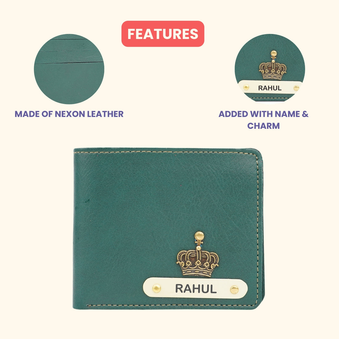 Nexon Leather Personalized Men's Wallet - Olive Green