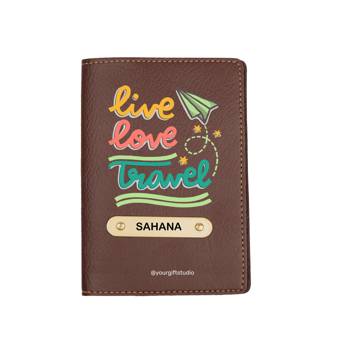 Travel Print Personalised Nexon Passport Cover 3 - Tan