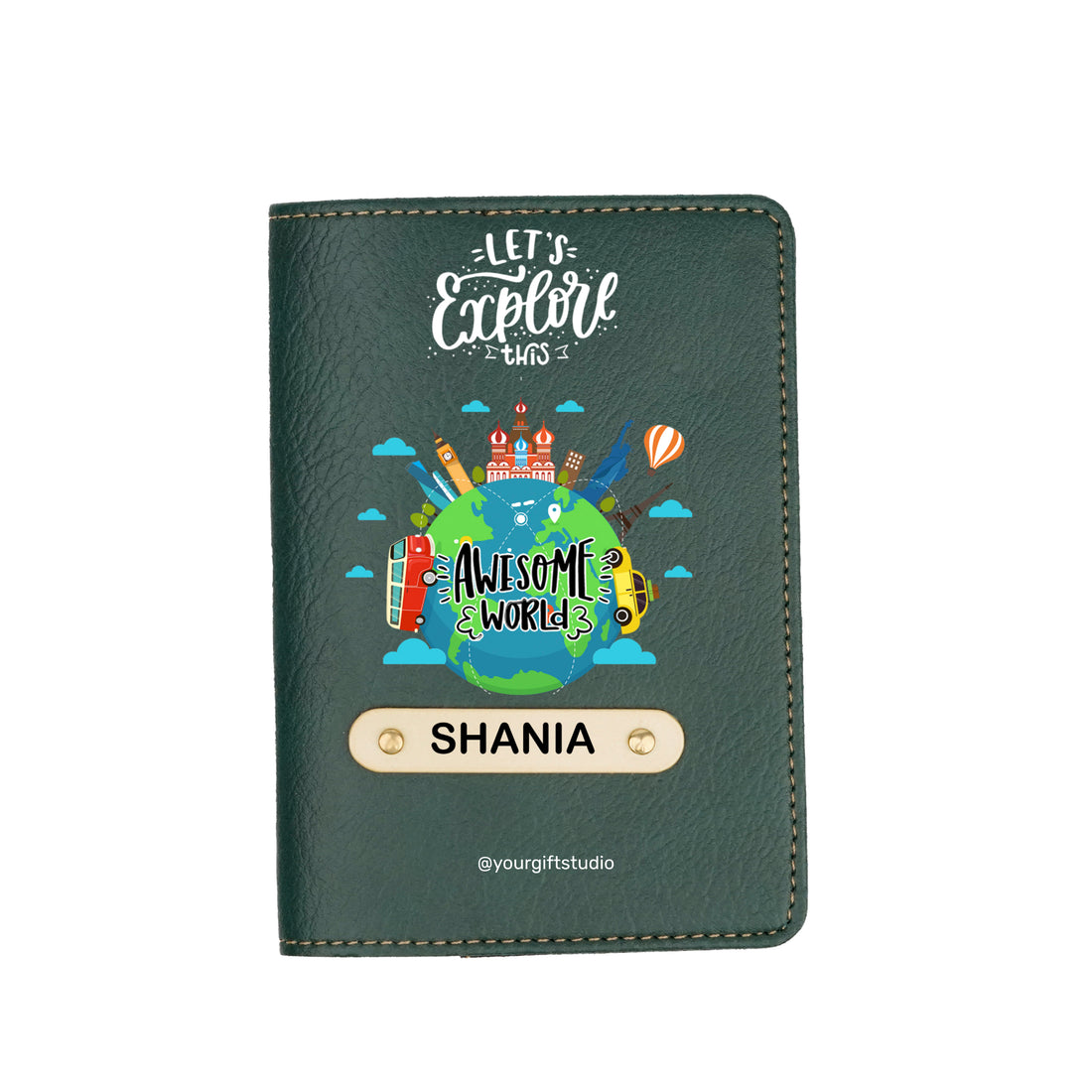 Travel Print Personalised Nexon Passport Cover 4 - Olive Green