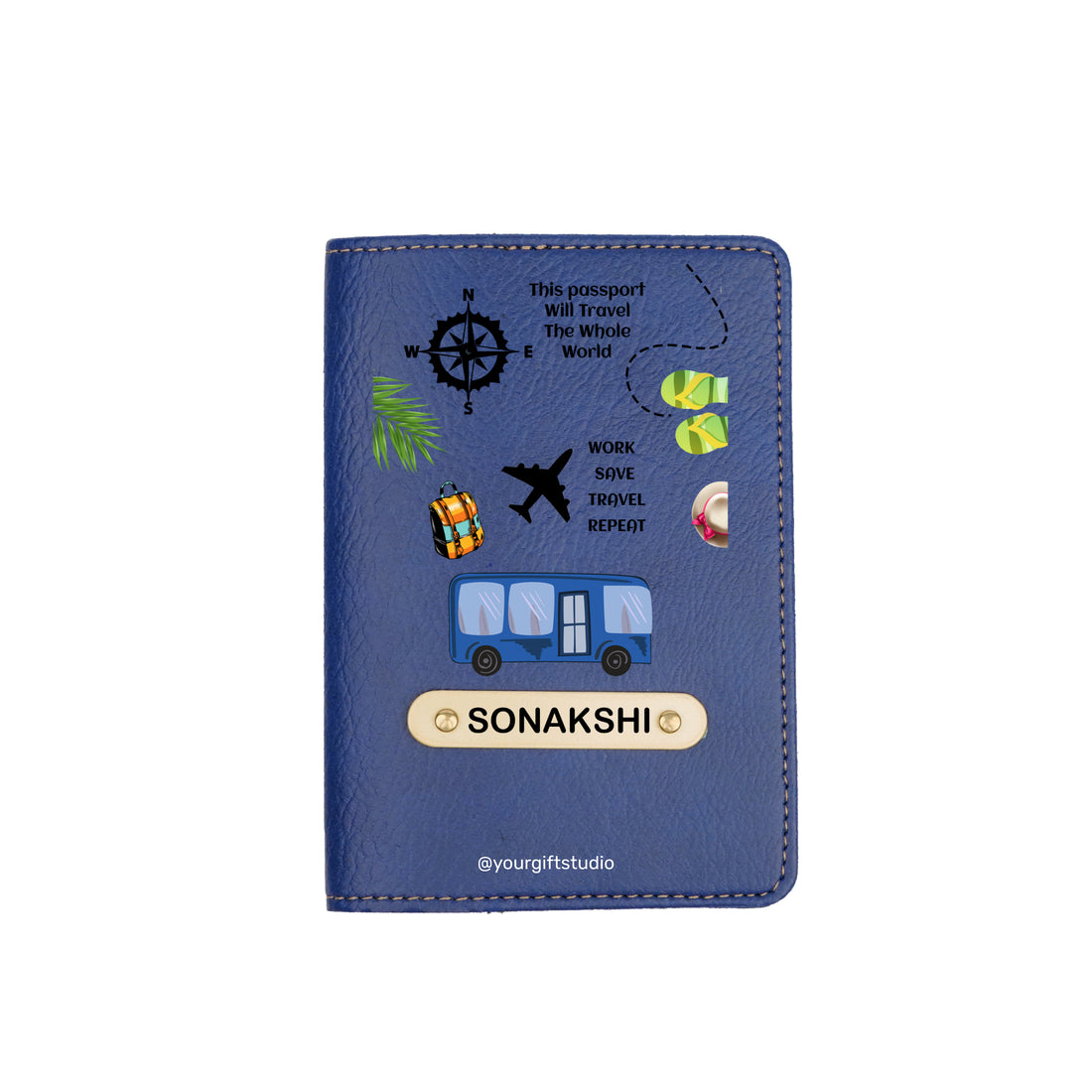 Travel Print Personalised Nexon Passport Cover 6 - Blue