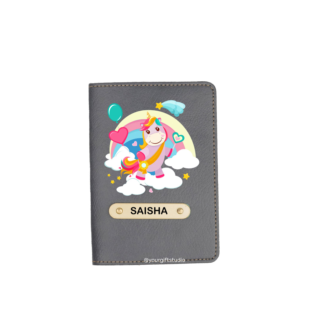 Unicorn Print Personalised Nexon Passport Cover - Grey