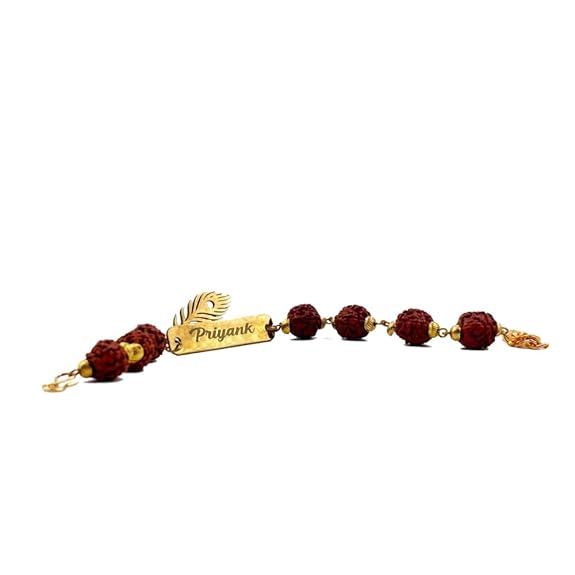 Krishna Rudraksha Rakhi Bracelet with Customised Name