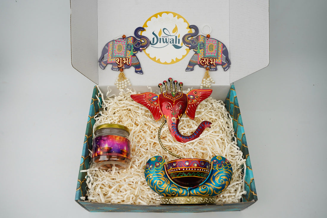 "Diwali Combo 5.0 – 2025 🎉 | Shubh Labh Latkan, Ganesh Ji Big Diya & Almonds – Premium Gift Set"
