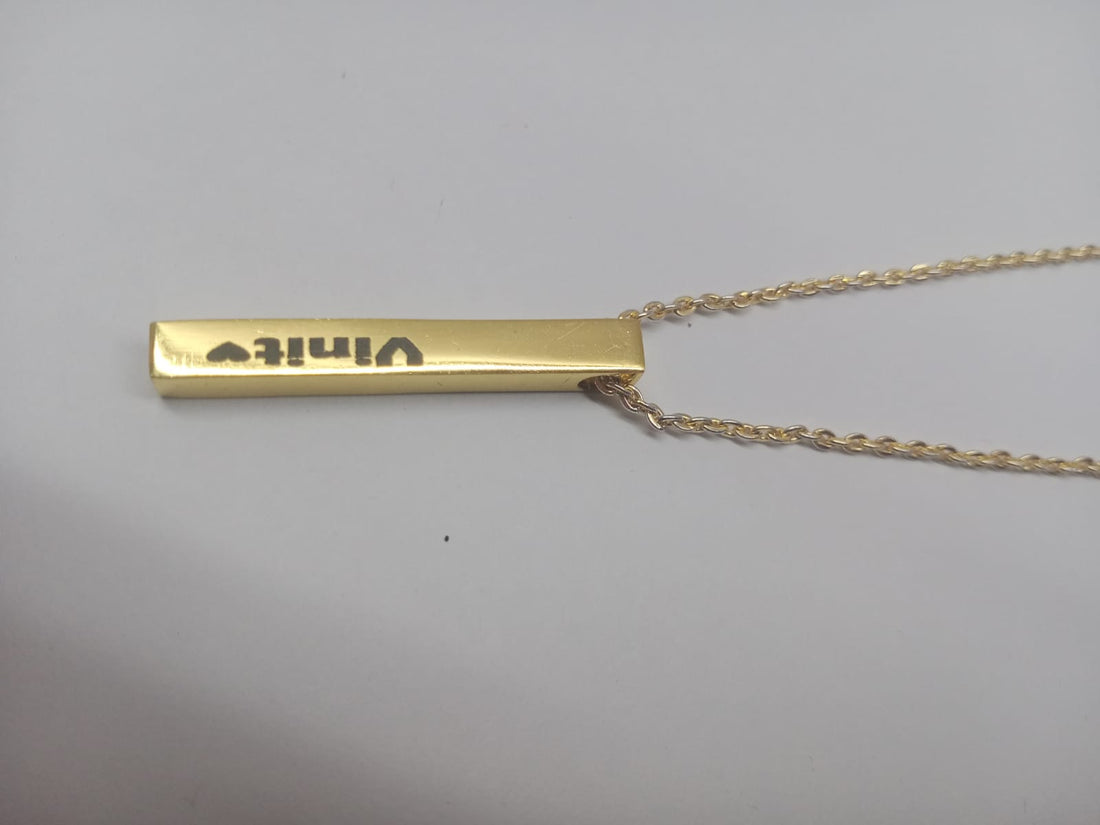 Customized 3D Bar Pendant - Gold