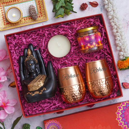 personalized Copper glass diwali gift